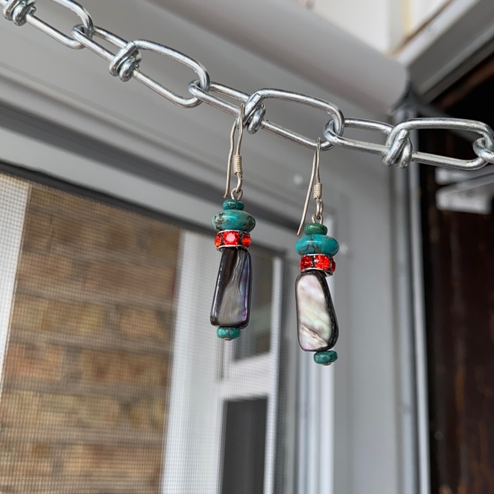 Earrings handcrafted with abalone shells